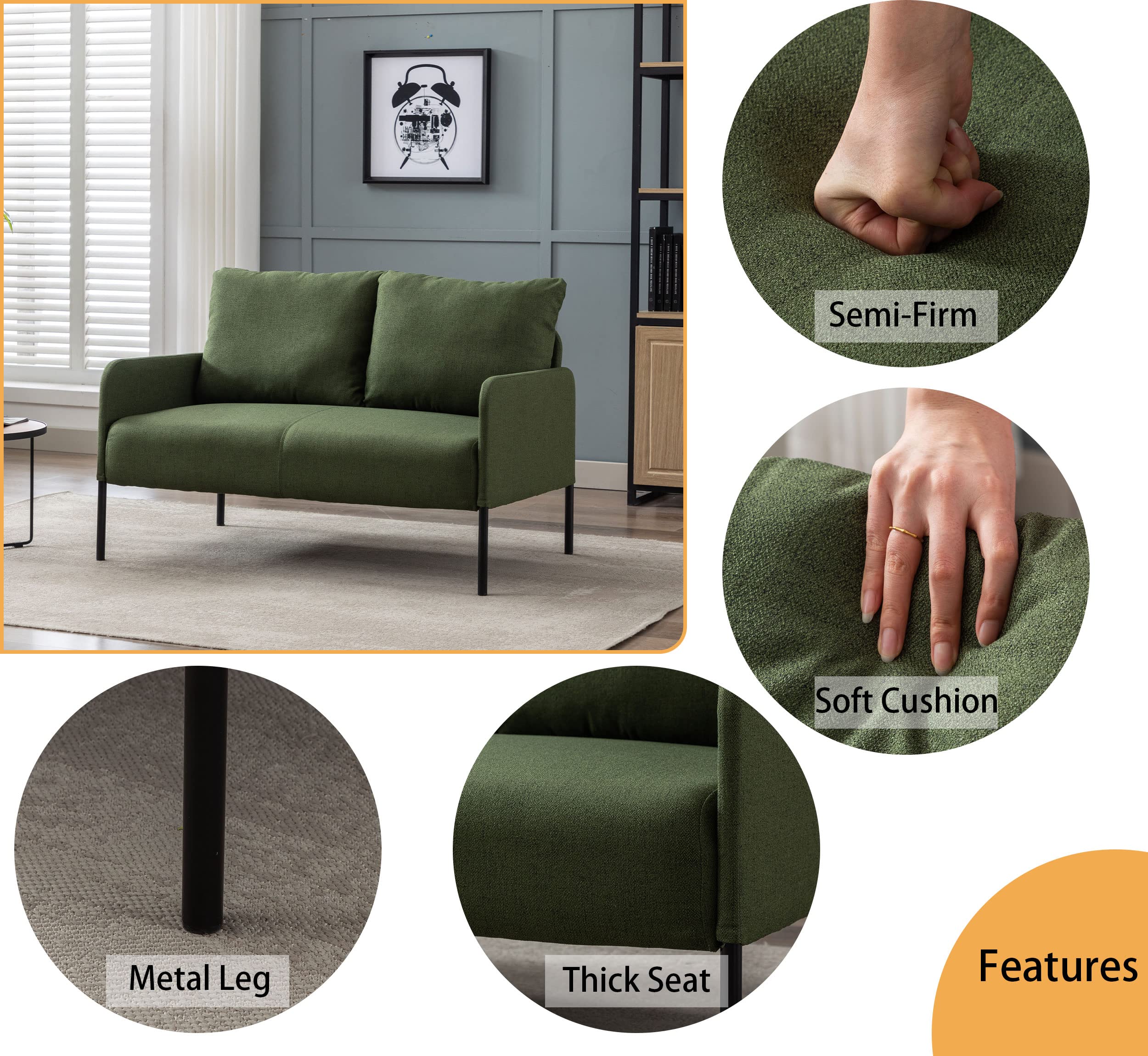 2人掛けソファ（ラブシート）グリーン